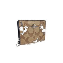 코치 COACH X PEANUTS 코치 x 스누피 콜라보 지갑 반지갑 접이식 미니지갑 콤팩트지갑 C4591 스냅 월렛 시그니처 캔버스 위드 스누피 프린트 SV/KHAKI MULTI 카키 멀티 실버 SVOT8 여성 아울렛 상품