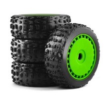 ARRMA Traxxas Redcat 팀 Losi Kyosho VRX HPI WR8 HSP Hobao 1:8 RC 카용 오프로드 버기 타이어 휠 4 개 116mm 1/8 17mm, 그린