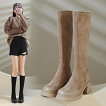 스퀘어 스웨이드 여성 롱부츠 롱 부츠 통굽 가보시 2종