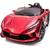 어린이 전기 자동차 페라리 장난감 원격 전동 유모차, 레드 - 가죽 시트