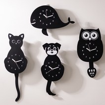 국산 플라이토 무소음 인테리어 추벽시계, 블랙독