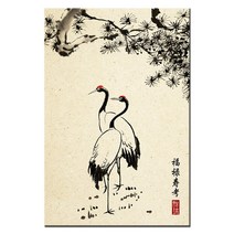 한국화 그림 동양화 민화 액자 수묵 담채화 캔버스 인테리어, 11.복록수고 두루미