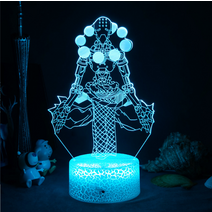 오버워치 3D 아크릴 스탠드 무드등 만들기 LED DIY 조명 취침등 집들이 선물, 블랙 7색 터치, 452 젠야타