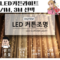 세종상사 LED 커튼라이트 조명 1M 3M 히든조명 무선리모컨 USB 크리스마스 파티, LED 1M + 3M 각4개