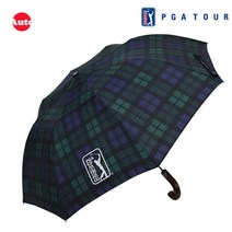 PGA투어 2단 자동우산(글렌체크우드) 나무손잡이