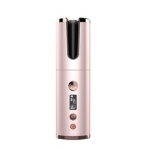 봉고데기 아이롱 매직기 Faers USB 휴대용 무선 자동충전식 헤어 컬러 자동 세라믹 웨이브 컬링 LCD 전문 회전 부스스하다 컬 스타일링 도구 고데기 여성 온도, [02] Pink