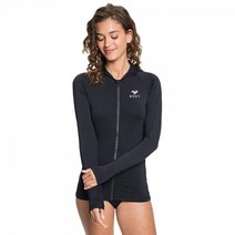Roxy 여성용 스탠다드 에센셜 후드 래쉬가드 무연탄 21, Anthracite 21, X-Small
