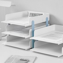 투톤 플라스틱 파일함 층층 서류 정리대 사무실 꿀템 2단 3단 꽂이함 파일철 정리함 A4용지 지류 트레이 비품 문서함 집기 종이 보관함 멀티 박스 문서 서류철 받침 데스크 테리어, 2단 - 민트