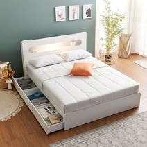 데코라인 칸 LED 수납 침대 퀸 Q + 본넬 매트리스