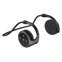 GHSHOP 접이식 무선 이어 후크 헤드셋 FM 라디오 블루투스 5.0 MP3 Palyer 스포츠 헤드폰 게임용 휴대 전화 뮤직 비디오 PC, 내경 4.1cm, ABS 플라스틱 PC, 검은색