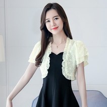 여름 볼레로 얇은 가디건 야생 작은 목도리 태양 보호 원피스 레이스 나시 쉬폰