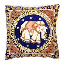 [태국 쿠션] 코끼리 비즈장식 쿠션커버 40x40cm 5종, 블루