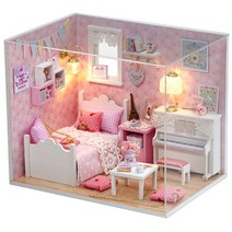 miniyo 선샤인 핑크 블루 피아노방 침대방 DIY 미니어처하우스 만들기 준비도구포함 오르골 한글설명서 당일발송, 선샤인 피아노방