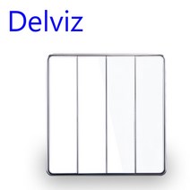 delviz 크리스탈 유리 스위치 1 gang 1way2way 매입형 스위치 16a euuk 표준 전등 스위치 대형 패널 고급 벽 키 스위치, 흰색 4 갱 스위치