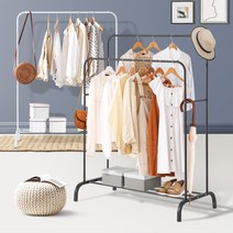 옷방 원룸 수납정리 슬림 코너행거 스탠드 안입는옷 많이걸리는 움직이는, 2단행거 화이트