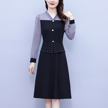 40대 50대 중년 원피스 빅사이즈 쉬폰 블라우스 투피스 버튼 주름 셔링 블랙 스커트 봄옷 패션 패치 허리 날씬해 보이는 원피스