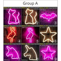 도매 72 스타일 Led 네온 불빛 화려한 무지개 사인 룸 홈 파티 웨딩 장식 크리스마스 선물 램프, Group A, NO. 9