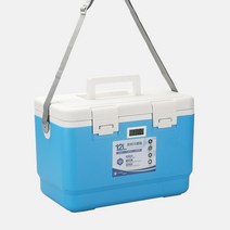 의료용 보냉 아이스 박스 쿨러 온도계 보관 가방 팩, 블루 12L 숄더스트랩  칸막이 트레이 제공