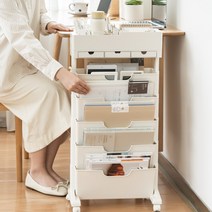 북 트롤리 이동식 책꽂이 학습 트레일러 북카트 정리 수납랙 DIY 5단, 화이트