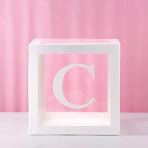 투명 상자 베이비 샤워 장식 풍선 웨딩 이벤트 파티 용품 세례식 해피 첫 번째 생일, 03 Alphabet Box C_01 25 cm Box