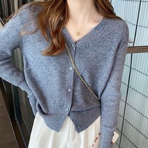 여성용 주디앤 버튼 라인 레귤러핏 긴팔 가디건