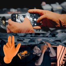 INBES 공업 정비용 그리파즈 니트릴 고무 코팅 장갑 자동차 수리 화학약품 손보호 미끄럼방지 글러브 100매, 오렌지 M SIZE