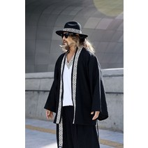 무카 에스닉 플랫 로프 린넨 로브 가디건