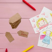 예쁜 크라프트 라벨지 무지라벨택 모양라벨지 메모지, 라벨지 30장 마끈5m, 크라프트지 무지라벨 미니볼록직사각