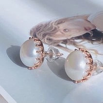 왕관 담수진주 귀걸이 Silver 925 Crown Pearl Earring