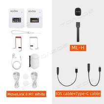 무선마이크 방송용 ASMR 스튜디오 핸디 Godox MoveLink 무선 라발리에 카메라 마이크 송신기 M1 M2 II 업그레이드, 8.II M1 White Kit 7