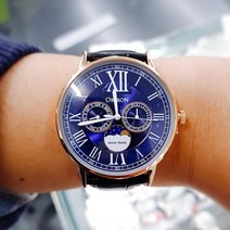 오베론 문페이즈 남성용 가죽 시계 OB-901C RGBL