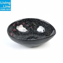 KT 타원볼 블랙 찬기 물김치 쿠프 멜라민 반찬 그릇 앞접시 디저트 예쁜 찬 그릇식당용 업소용 일식집 한식집 반찬 용기 찬기볼 반찬그릇 샐러드 접시, 타원볼_M매화_DS-6722-1