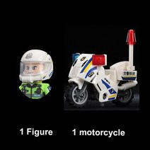 중국레고 밀리터리 미니 무장 경찰 피규어 교통 경찰서 빌딩 블록 swat 호위 오토바이 moc 벽돌 군사 군대 무기 장난감, mf140-9