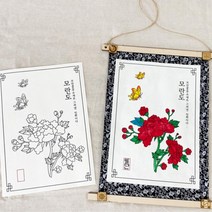 노인보호센터 미술수업 색칠공부 민화 족자 액자만들기 패키지 취미놀이 장식용 DIY, 까치호랑이