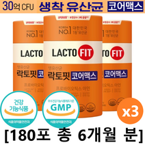 종근당 락토핏 생유산균 코어 코어맥스 프로바이오틱스 아연 LACTO FIT 유산균 랏토핏 락토픽 라토핏 라토픽 라토피 장운동 배변활동 홈쇼핑 방송 건강 식품 정품, 60포 [3통_6개월분]