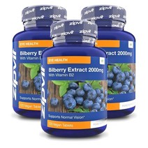 영국 집비트 Zipvit Bilberry Extract 빌베리 추출물 2000mg with 비타민B2 120정, 3팩