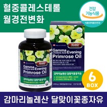 생리활성 식물성 감마리놀레산 달맞이꽃종자유 x 6 비타민E 콜레스테롤 월경전 건강기능식품 중년여성 혈행개선 불편개선 여성건강 피부상태개선 개선 달맞이꽃 혈중 면역과민, 상품선택