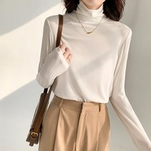 패션 반폴라 여성 목폴라 긴팔 기본티 맨투맨