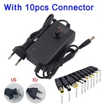 dc파워서플라이 전압 전류 조절가능 가변 전원 어댑터 ac-dc 3v-12v 3v-24v 9v-24v 범용 공급 디스플레이 화면 12v 1a 2a 스위칭 충전기 어댑터, 10pcs 연결관으로, 9v-24v 1a, 유럽 ​​연합