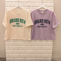 [에꼴리에 틴톡] 22년 여름신상! **50% 세일~ 2가지 색샹** 가성비좋은 주니어 여아용 멋스럽고 단정하며 시원하고 편안하며 코디하기 쉬운 4부 크랙 칼라 빅로고 반팔티
