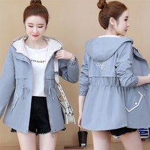 사사로이 여성 의류 점퍼 하프기장 후드점퍼 박시한핏 야상스타일 허리스트리밍 캐주얼점퍼 손목밴딩 편안한점퍼 심플하지만 스타일리하게 연출가능 봄가을 여자점퍼