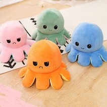 리시버블 양면 반전 문어 인형 감정 애착 인형 20cm, 주황