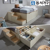 동서가구 시스템 평상형 멀티수납 이층침대 벙커침대 슈퍼싱글 프레임+본넬매트 DF640994, 오크