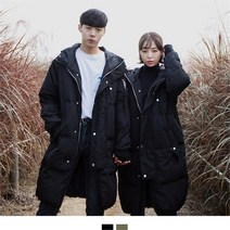 넘버나인 커플시밀러룩 덕다운 후드 롱패딩