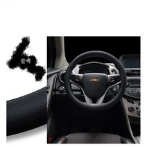 타이탄엑스 자동차 핸들커버 순정컬러 가죽 타공 커버, 블랙