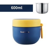 일회용도시락 710ML 스테인레스 스틸 도시락 마시는 컵 숟가락 음식 열 항아리 절연 수프 보온병 용기, 10 Blue 600ml