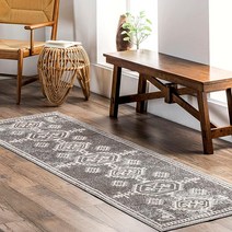 NuLOOM Kyleigh 세탁기 세탁 가능한 남서부 러너 러그 71.4cm x 243.8cm(2피트 6인치 8피트) 그레이153994
