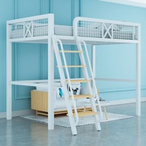 철제 벙커형침대 자취방 조립식 성인벙커침대, 블랙 - 경사 사다리