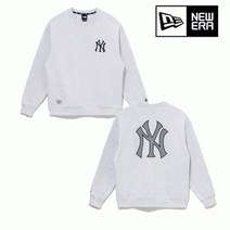 뉴에라 13338670 MLB 그리드 로고 뉴욕 양키스 맨투맨 헤더 그레이, 없음