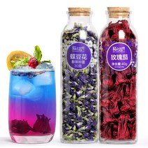 중국 나비 완두콩 꽃 차 40g 로젤차 30g 허브티 세트, 나비 콩 꽃 1 병 + 로젤 꽃 1 병